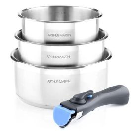 Arthur Martin AM3710 Conjunto de 3 Sartenes 16-18-20 cm, Acero Inoxidable con Mango Extraíble, Aptas para Inducción Precio: 58.94999968. SKU: B1DST4RK8P