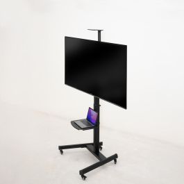 TooQ FS1184M-B Soporte de Suelo con Ruedas para TV 37"-70" (94-177,8cm) hasta 70kg, Rotación 90°, Altura Ajustable, Negro
