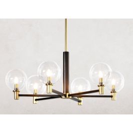 DKD Home Decor Lámpara de Techo Moderna Negro Dorado 83 x 83 x 128 cm Metal Cristal