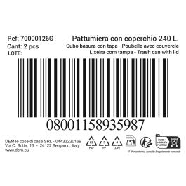 Inde Cubo Basura Con Tapa 240 Lt Negro/Verde 60 cm Ancho x 105 cm Alto x 78 cm Largo (2 Unidades)