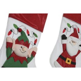 DKD Home Decor Calcetín de Navidad Tradicional Poliéster Elfo Santa Multicolor 28x60cm (6 Unidades)