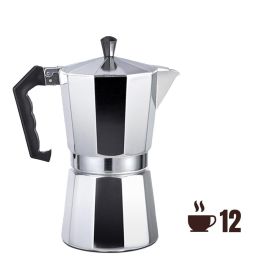 Gourmet Kitchen Cafetera de aluminio 12 tazas para gas, vitrocerámica y placa eléctrica