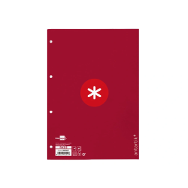 Antartik Recambio A4 80 Hojas 90gr Cuadro 5mm 4 Taladros Banda Marco Color Frambuesa