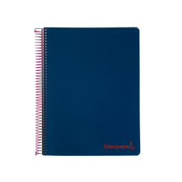 Liderpapel Cuaderno Espiral A4 Micro Wonder Tapa Plástico 120 Hojas 90gr Cuadro 5mm Banda 4 Taladros Color Azul Marino