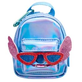 Disney Mochila Real Littles Stitch con Doble Bolsillo y 6 Mini Accesorios Papelería 10 cm