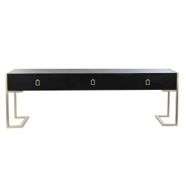 DKD Home Decor Mesa Centro Glam Negro de Madera y Metal 150x36x48 cm con 3 Cajones Desmontable DKD Home Decor Mesa Centro Glam Negro de Madera y Metal 150x36x48 cm con 3 Cajones Desmontable