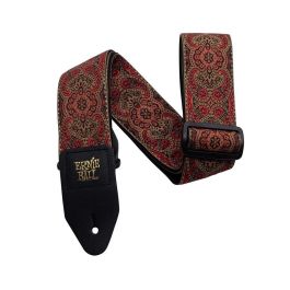 Ernie Ball Correa de Guitarra/Bajo Jacquard Polipropileno - Crimson Paisley - Ajustable 41" a 72" con Piel