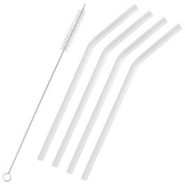 Day Juego De 4 Pajitas Reutilizables De Vidrio Borosilicado Transparentes 21.5 Cm
