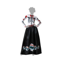 Disfraz Esqueleto Mejicano Catrina Mujer XS-S Halloween Vestido y Cinturón Multicolor