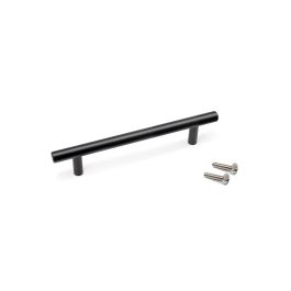 Emuca Lote de 10 tiradores para mueble Orlando, L188mm, intereje 128mm, Acero, Pintado negro