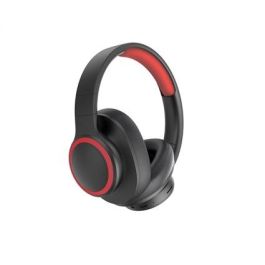 Elbe ABT-B26-N Auriculares de Diadema Bluetooth Plegable con Micrófono, Radio FM y Cable Aux-in, Negro/Rojo