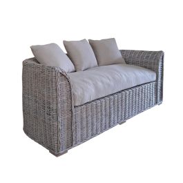 DKD Home Decor Sofá Balinés Blanco 174 x 88 x 69 cm Ratan Algodón con Cojines Fibre outdoor 23