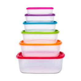 5Five Set 6 Fiambreras Modelo Colors de Plástico Libre de BPA Apta Lavavajillas Microondas Tamaños 0.3L a 2.8L