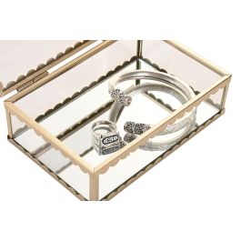 DKD Home Decor Joyero Glam Dorado de Cristal y Metal 11 x 5 x 15 cm (4 Unidades)