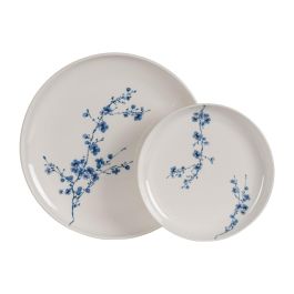 Plato Postre Oriental Blanco-Azul 19 X 19 X 2,50 cm