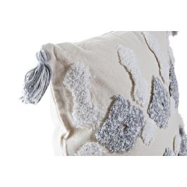 DKD Home Decor Cojin Moderno Blanco Gris 45 x 10 x 45 cm Algodon Polyester (4 Unidades)