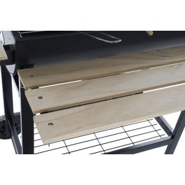 Barbacoa de Carbón con Tapa y Ruedas DKD Home Decor Negro Natural Madera Metal Acero 108 x 71 x 103 cm