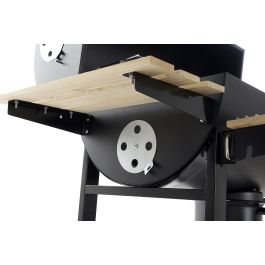 Barbacoa de Carbón con Tapa y Ruedas DKD Home Decor Negro Natural Madera Metal Acero 108 x 71 x 103 cm