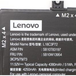 Lenovo Internal laptop battery, 50Wh capacity, 11.52V voltage, LiIon technology, compatible with select Lenovo models. Lenovo Internal laptop battery, 50Wh capacity, 11.52V voltage, LiIon technology, compatible with select Lenovo models.