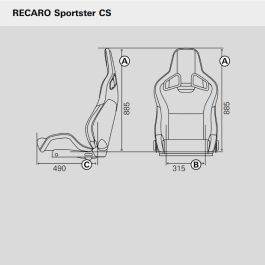 Recaro RC410102588 Asiento Deportivo Sportster CS Calefacción Piel Artificial Negro-Dinamica Gris Copiloto