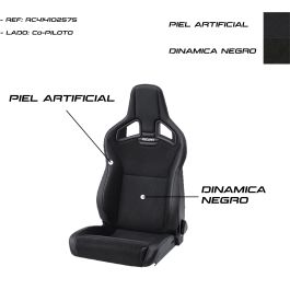 Recaro RC414102575 Asiento Cross Sportster Cs Calefaccion Piel Artificial Negro-Dinamica Negro Copiloto