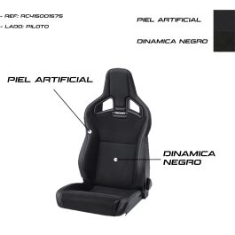 Recaro RC415001575 Asiento Deportivo Cross Sportster CS Airbag Piel Artificial Negro-Dinamica Negro Piloto