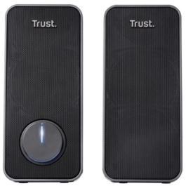 Trust 20179 Altavoces Arys 2.0 Estéreo 28W Premium Sonido Bajos Profundos para PC Portátiles, Conexión Auriculares 3.5mm, USB
