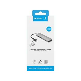 Sandberg Hub USB-C/A a 2x USB-A y 2x USB-C para Ordenador: Amplía Puertos USB-C y USB-A. Conecta Dispositivos Simultáneamente. Plug & Play.
