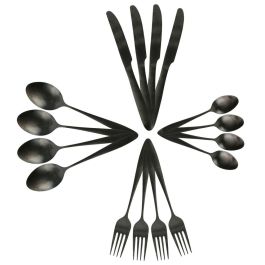 Home Deco Factory Cubertería 16 Piezas Negra Colección Lounge Acero Inoxidable