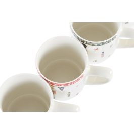 DKD Home Decor Mug Navidad Cascanueces Fantasía Set de 4 Porcelana Multicolor Blanco Aptas para Microondas y Lavavajillas