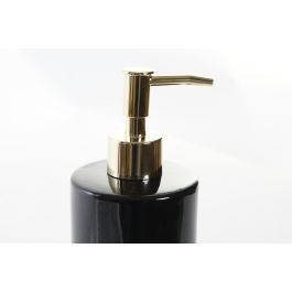 DKD Home Decor Dosificador Glam para Jabón o Loción Negro Dorado, Materiales Gres y Metal, Set de 2 Unidades, Medidas 8x8x19 cm
