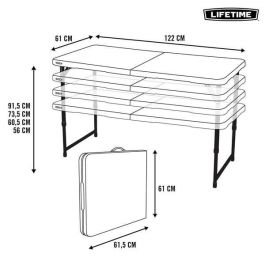 Mesa plegable maletín 4 posiciones 122x61x56 cm Mesa plegable maletín 4 posiciones 122x61x56 cm
