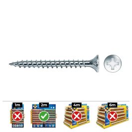 Celo Tornillo Madera Avellanado Pozi DIN Ø3,5x50mm Zincado+Lubricado Caja 200 unid. Ref Vlox