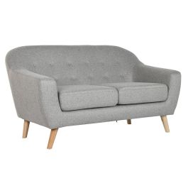 DKD Home Decor Sofá Scandi de 2 plazas de poliéster y rubberwood Gris Natural 84 x 82 x 146 cm Desmontable