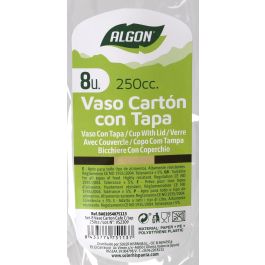 Set de 8 vasos de cartón café con tapa 250 cc Algon (36 Cajas) Set de 8 vasos de cartón café con tapa 250 cc Algon (36 Cajas)