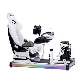 Thermaltake GF500 Flight Simulator Cockpit Snow Cabina de vuelo Blanca Aluminio GSC-F50-CPASWH-01