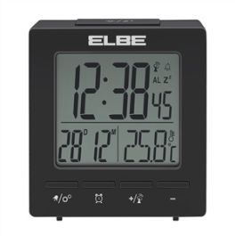 Reloj Despertador Con Termómetro Negro Pantalla 5Cm ELBE RD-005-N