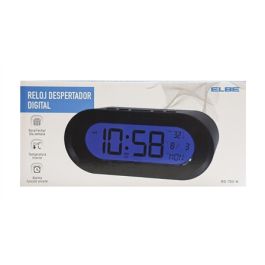 Reloj Despertador Negro Con Termómetro Y Calendario Pantalla 11Cm ELBE RD-700-N