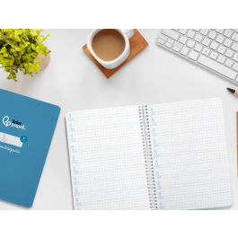 Liderpapel Cuaderno espiral A5 Pautaguía Tapa Dura 80 Hojas 90 gr Cuadro Pautado 5mm Color Azul