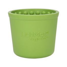 Lickimat Yoggie Pot Comedero Lento Interactivo para Perros, Plato Distractor Antiestrés para Lamido, Verde de Goma, Apto para Todo Tipo de Alimentos y Razas