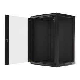 Lanberg WF01-6618-10B Armario Rack de Pared 18U Negro, Bastidor de Red para Montaje en Pared con 60 kg de Capacidad