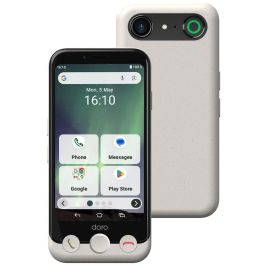 Doro Aurora A10 bone Smartphone Android 14, 4.5" IPS, 4GB RAM, 64GB Almacenamiento, Cámara 13MP, Negro/Blanco