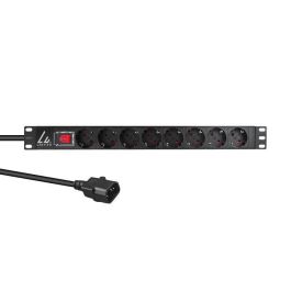Lanview 19'' rack mount power strip, 1U, 16A with 8 x Schuko socket, C14 plug Lanview 19'' rack mount power strip, 1U, 16A with 8 x Schuko socket, C14 plug