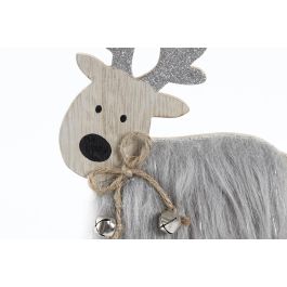 DKD Home Decor Figura Decorativa Navideña Alpina Reno de Mdf y Poliéster Gris Rojo, Surtido, 12 Unidades, 4x17.5x12cm