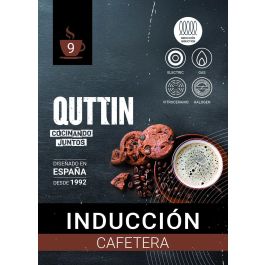 Quttin Cafetera Inducción 9 Servicios Acero Inoxidable/Aluminio Negra - 11.7 x 20.7 x 19 cm (6 Unidades)