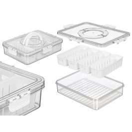 Kinvara Caja Hermética con 4 Organizadores y Asa, Plástico Blanco 3,2L, 31x7x24 cm (Set de 12) Precio: 62.9982507. SKU: B1ERF7NSND