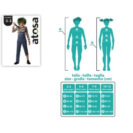 Disfraz Infantil Muñeco Maldito con Camiseta a Rayas y Peto para Halloween Niños 7-9 Años