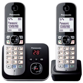 Panasonic KX-TG6822 Teléfono Inalámbrico Duo con Contestador Automático Negro Gris Precio: 91.50000035. SKU: B1CSZH96XY