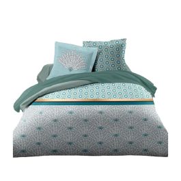 HOME LINGE PASSION Juego de edredón Luxor - 1 funda nórdica 240 x 260 cm + 2 fundas de almohada 65 x 65 cm - Verde esmeralda y blanco Precio: 40.49999954. SKU: B14DWB7VH7