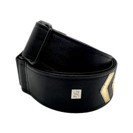 GETM Correa Guitarra Bajo Sergeant Ted Gold Negra Ajustable hasta 165 cm Polipiel Nailon Piel